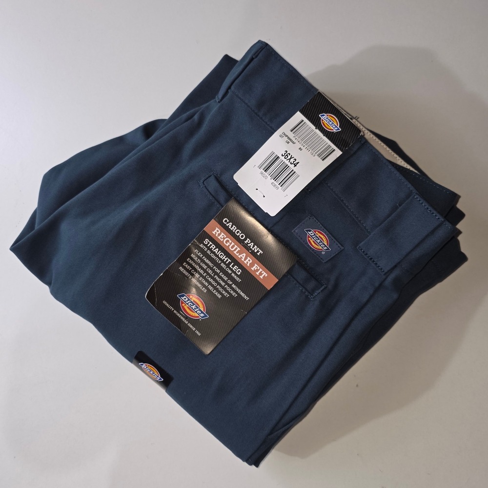 Dickies FLEX Men's Cargo Pants 36x34 Navy Regular Straight NWT NEW